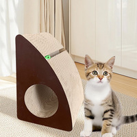 Penggaruk Kucing Bentuk Segitiga Mewah OEM, Rumah Kayu Estetis, Meja Samping Sofa, Pelindung Sofa dari Cakaran Kucing