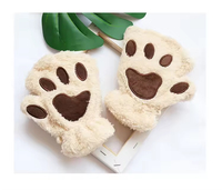 Gants d'hiver en peluche pour femmes, motif ours et patte de chat, mignons, courts, sans doigts, en forme de griffe d'ours, pour filles, cadeau, fête