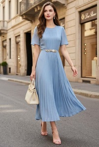 <span class=keywords><strong>Vestido</strong></span> Largo de Alta Calidad, Nuevo, para Fiesta de Verano 2026, con Decoración de Diamantes, <span class=keywords><strong>Manga</strong></span> Corta, Plisado, en Azul, <span class=keywords><strong>Rosa</strong></span> y Amarillo - Product Image 2