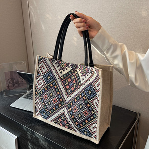 Sac de transport grande capacité, nouveau sac fourre-tout à bandoulière tendance, sac à main de style ethnique, à la mode - Product Image 4