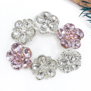 Vàng Hồng rhinestone hoa kim loại nút quần áo sang trọng lấp lánh kim cương thời trang nữ nút trang trí - Product Image 2