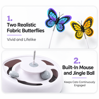 Jouet électrique 3-en-1 pour chat : Papillon interactif, souris cachée et balle roulante automatique