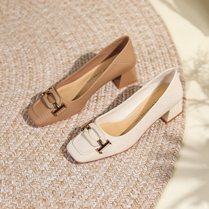 Décolleté da donna alla moda <span class=keywords><strong>con</strong></span> punta chiusa Grace <span class=keywords><strong>tacco</strong></span> alto e grosso <span class=keywords><strong>con</strong></span> fibbia in metallo <span class=keywords><strong>scarpe</strong></span> da lavoro per donna - Product Image 2