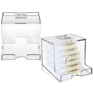 Clear Acrylic Lip Balm Dispenser with Hinged Lid Home Freestanding Countertop Display for Lipsticks Lip Balm Essential Oils