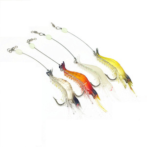 Señuelo de Camarón Solren de 9.5cm y 6.4g, Cebo Blando Luminoso con Anzuelo, Señuelo de Pesca en Agua Salada, Cebo de Fondo - Product Image 1