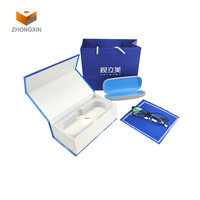 Ensemble complet de boîte d'emballage magnétique de luxe en carton personnalisé boîte d'emballage antichoc pour lunettes de soleil avec sac à provisions en papier pour cadeau