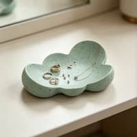 Plateau à bijoux en polyrésine imitation terrazzo en forme de nuage, plat à bibelots en résine imitation terrazzo, plateau de vanité moucheté, plateau de rangement décoratif