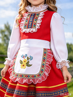 Costume de cosplay d'Halloween pour filles, robe traditionnelle russe pour enfants, tablier rouge à fleurs, coiffe, tenue de scène pour fête d'enfants