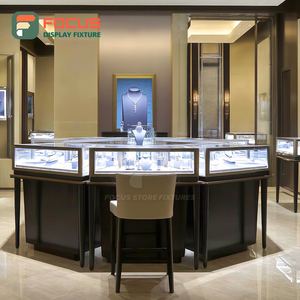 Vitrine de présentation haut de gamme en bois pour bijoux, avec éclairage LED en verre et métal, pour boutique et intérieur - Product Image 5