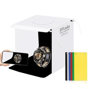 DIYLooks - Kit de Caja de Luz Plegable Portátil de 20 cm con 2 Paneles LED de 1100LM para Fotografía, Incluye <span class=keywords><strong>6</strong></span> Fondos de Colores - Product Image 3