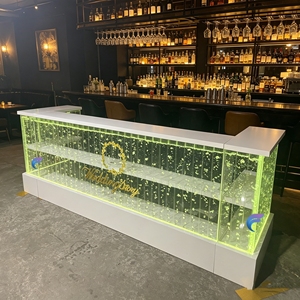 Modern Acrylic Bar Counter With LED Water Bubble Effect Oblong Shape Pedestal Base Commercial Furniture - Product Image 2