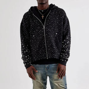 Meilleurs fabricants de vêtements pour hommes, sweats à capuche en coton mélangé avec strass, vente en ligne, fabricant d'usine de sweats à capuche avec strass - Product Image 4