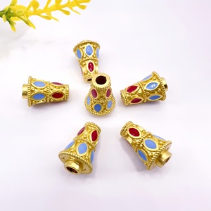 Accessoires de bijouterie pagode pyramide en or antique, trou de 3mm et 2mm, pour cérémonie religieuse, bricolage, objet de collection culturel - Product Image 5