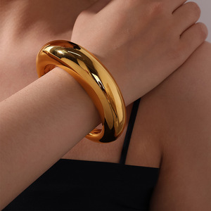 Open <b>Bangle</b> 18K Gold Plated Stainless Steel Women's Jewelry Light Luxury Simple <b>Bracelet</b> High-End Fashion Accessory - Product Image 4