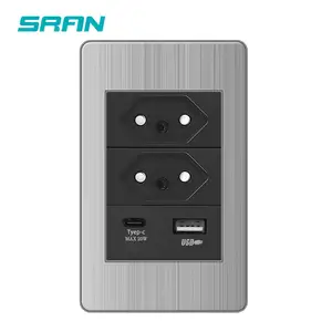 電気二重安全USB電源コンセントステンレス鋼壁ソケットタイプC電源コンセント