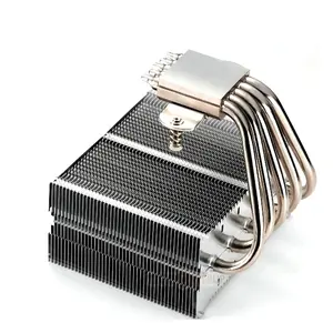 Customized AL Stamping Zipper Fin Electronic CPU Heatsink with Heat Pipes Passivation Bending Copper Tubes Cheap Aluminum