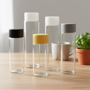 Bouteille en verre Voss pour boissons 250ml 300ml 350ml 375ml 400ml 500ml 750ml 800ml Transparente avec bouchon à vis pour eau, jus, lait, café, thé - Product Image 2