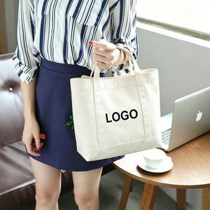 Bolsa de Compras de Lona Mediana con Diseño de Letras a la Moda, Asa de Hombro, Logotipo Bordado Personalizado, Bolso Reutilizable, Venta al Por Mayor - Product Image 1