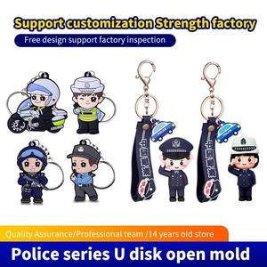 Promotion Cadeau Police Forme Widgets Personnalisé <span class=keywords><strong>Dessin</strong></span> <span class=keywords><strong>Animé</strong></span> CuteKey Anneau 2D En Caoutchouc Porte-clés Accessoire Pendentif Doux Pvc Porte-clés - Product Image 5