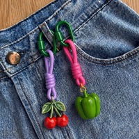 Groente- en fruitbedel sleutelhanger kleurrijk gevlochten touw karabijnhaak sleutelring voedselhanger tasbedel voor feestfavoren dagelijks cadeau