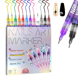Stylo professionnel imperméable pour nail art, séchage rapide, non toxique, pointe aiguille 0,5 mm, pour vernis à ongles, points de nail art, graffiti, DIY - Product Image 1