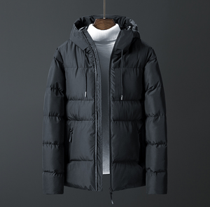 DFWJ02 Chaqueta de Invierno Acolchada para Hombre, Unisex, Azul Gris Borgoña, con Cierre y Capucha - Product Image 5