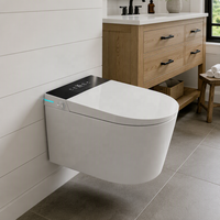WC intelligent mural avec capteur de chasse d'eau, bidet intégré, sans bride, siège chauffant, lavage à l'eau chaude, séchage à l'air, désodorisant pour salle de bain