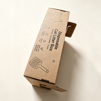 Bac à litière pliable personnalisé en carton ondulé imperméable pour chat, bac à litière portable pour animaux de compagnie avec poignées, facile à nettoyer