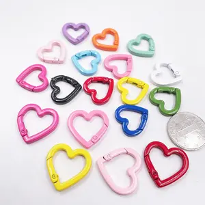 New Style Colorful Heart Shape Spring Ring DIY Handmade Jewelry Keychain/Carabiner Promotional Keychains Carabiners