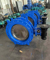 Vanne papillon à bride DIN ANSI JIS PN10 PN16 Classe 150 en fonte ductile GGG50 à commande par engrenage