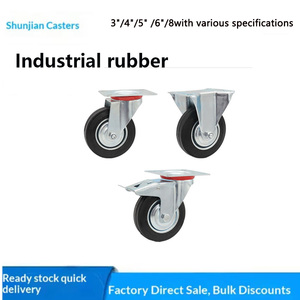 Roda Putar Karet Tahan Aus Industri Berat dengan Rem, Roda <span class=keywords><strong>6</strong></span> Inci, Operasi Senyap, Penyerap Guncangan untuk Troli - Product Image 5
