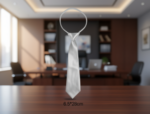 Corbata Elástica Brillante de 6.5*28cm, Plateada, Satén Sólido, para Fiestas y Uso Casual - Product Image 2