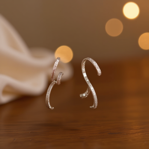 Orecchini a polsino placcati in oro rosa, diametro interno 5 mm, strass in cristallo, geometrici, alla moda, gioielli da donna E1321 - Product Image 2