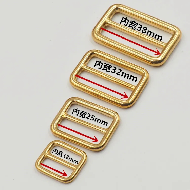 DWDP-TGB05B OME tas produsen logam persegi perangkat keras cincin Tri glide gesper untuk tas kuningan dapat disesuaikan gesper geser solid