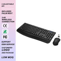 Combo de Teclado y Ratón Inalámbricos, Teclado Inalámbrico de Tamaño Completo de 2.4GHz con Reposamuñecas Cómodo y Ratón Inalámbrico Óptico