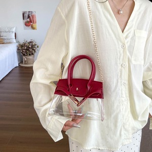 <span class=keywords><strong>Sac</strong></span> bandoulière de loisirs transparent en PVC de haute qualité pour <span class=keywords><strong>femme</strong></span> avec garniture en <span class=keywords><strong>cuir</strong></span>, approuvé pour les stades, avec chaîne - Product Image 3