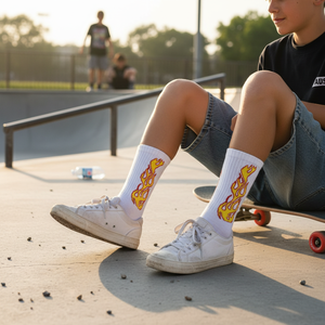 <b>White</b> Flame Patterned Colorful <b>Socks</b> for Boys Breathable Knitted Animal Character Prints Custom Light One Fits Daily Use Summer - Product Image 3