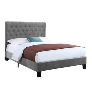 Affordable Tufted Velvet <b>Bed</b> Frame Factory Price, Grey King Size Upholstered Platform <b>Bed</b> with Tufted Headboard - Product Image 4