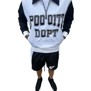 Ensemble survêtement et short décontracté pour homme, coupe-vent en nylon, avec logo imprimé personnalisé, idéal pour l'été et le style universitaire - Product Image 1