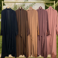 9.9 Grande Vente Abaya de Luxe avec Appliques de Fleurs Élégantes et Paillettes Brillantes, Abaya Ouverte pour Femmes, Vêtements Musulmans Islamiques Turcs 1989 #