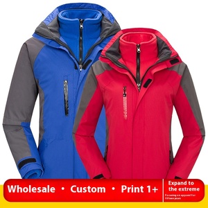 Veste de randonnée unisexe imperméable coupe-vent d'hiver deux pièces trois en un imperméable fermeture à glissière logo imprimé - Product Image 5