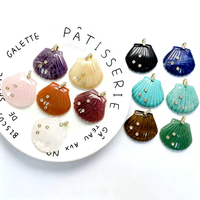 FM-HDP2871 Pendentif Coquillage en Pierre Colorée Tendance avec Zircon Cubique, Breloque en Pierre Colorée, Pendentif Collier Coquillage en Pierre Vente en Gros