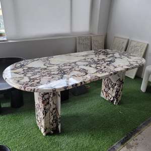 Meubles italiens <span class=keywords><strong>en</strong></span> pierre naturelle au design de luxe personnalisés Table à manger <span class=keywords><strong>en</strong></span> marbre Calacatta <span class=keywords><strong>Alto</strong></span> de haute qualité avec dessus à base cannelée - Product Image 5
