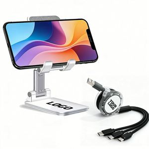 Set de Regalo Electrónico Promocional para Empresas, Soporte para Teléfono y Tableta con Logotipo Personalizado, Cable de Carga 3 en 1 y Soporte para Teléfono - Product Image 1