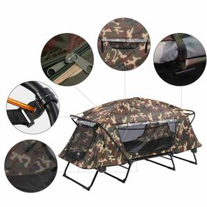 Tienda <span class=keywords><strong>de</strong></span> campaña individual plegable, catre con <span class=keywords><strong>cama</strong></span> para dormir, portátil sobre el suelo, <span class=keywords><strong>de</strong></span> camuflaje, para senderismo al aire libre - Product Image 5