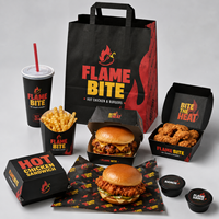 Boîte en papier jetable personnalisée avec logo OEM pour repas (hamburger, poulet frit, frites) – Emballage à emporter pour restaurants et chaînes de cafés
