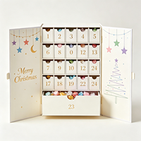 Boîte-cadeau rigide en matériaux recyclés personnalisés pour chocolats et bonbons, calendrier de l'avent de 24 jours, fermeture magnétique, boîte-cadeau de Noël pour enfants