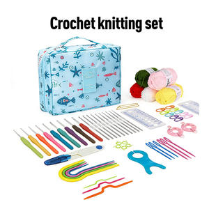 Kit d'apprentissage du crochet, fil doux en tissu, accessoires de tricot, outils de formation pour débutants, poignée ergonomique, organisateur portable - Product Image 6