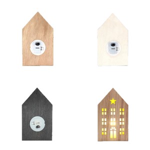 Lámpara de madera con forma de casa de 8 cm, decoración navideña iluminada para escritorio, regalo. - Product Image 2