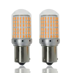 F2world Led 1156 BA15S 144 SMD 4014LED Bulbs with Projector For Backup Reverse Light Amber Yellow DC 12V-24V
